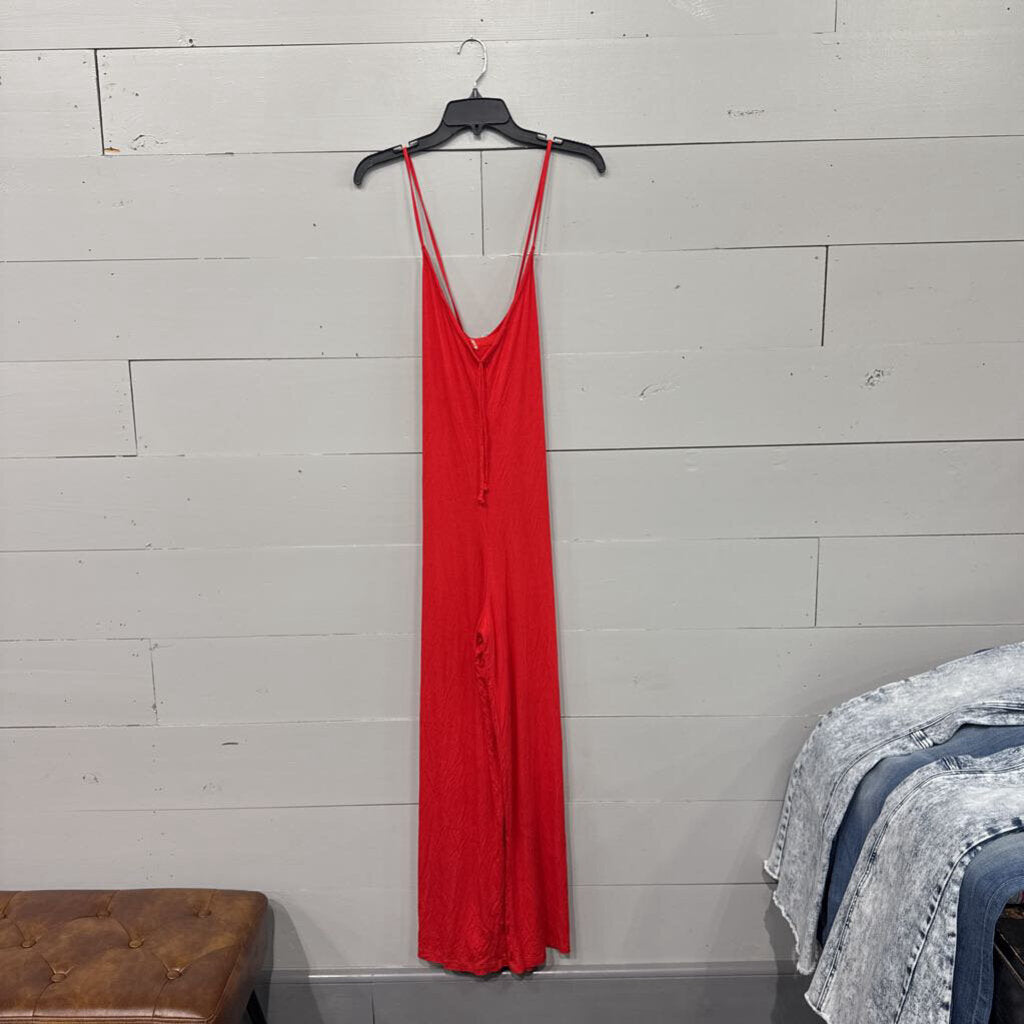 MONO B,*NWT SOFT MAXI WIDELEG ROMPER ,RED ,S