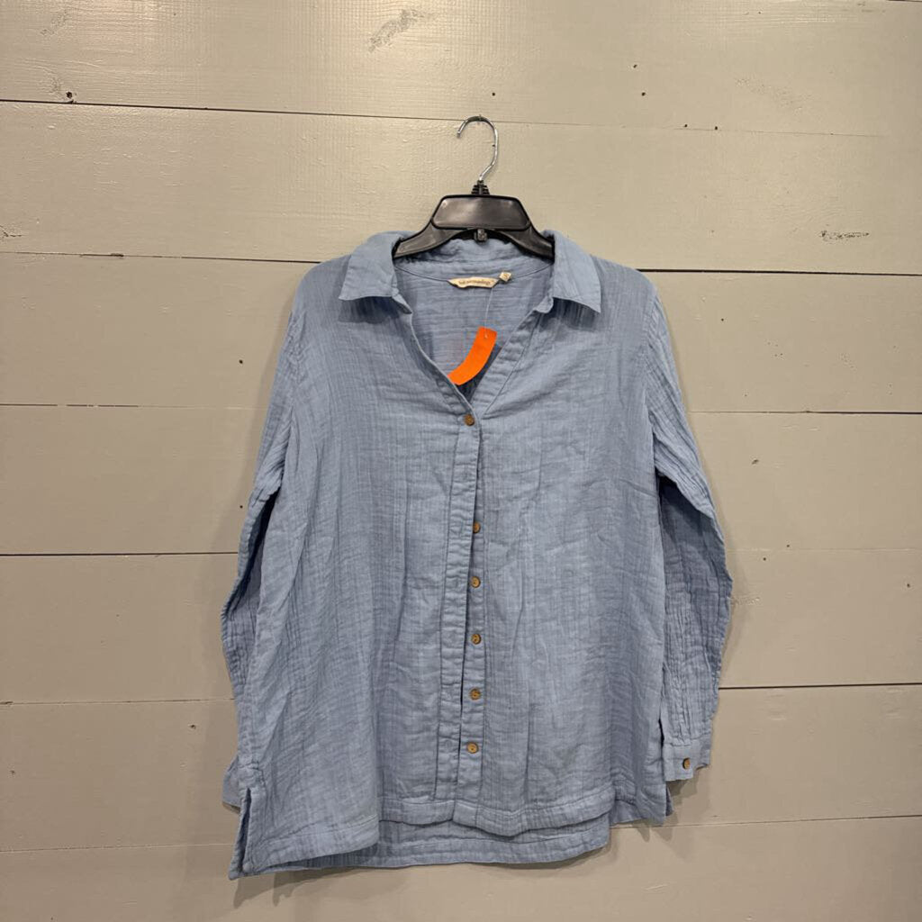 *SOFT BUTTON UP TOP,BLUE ,L