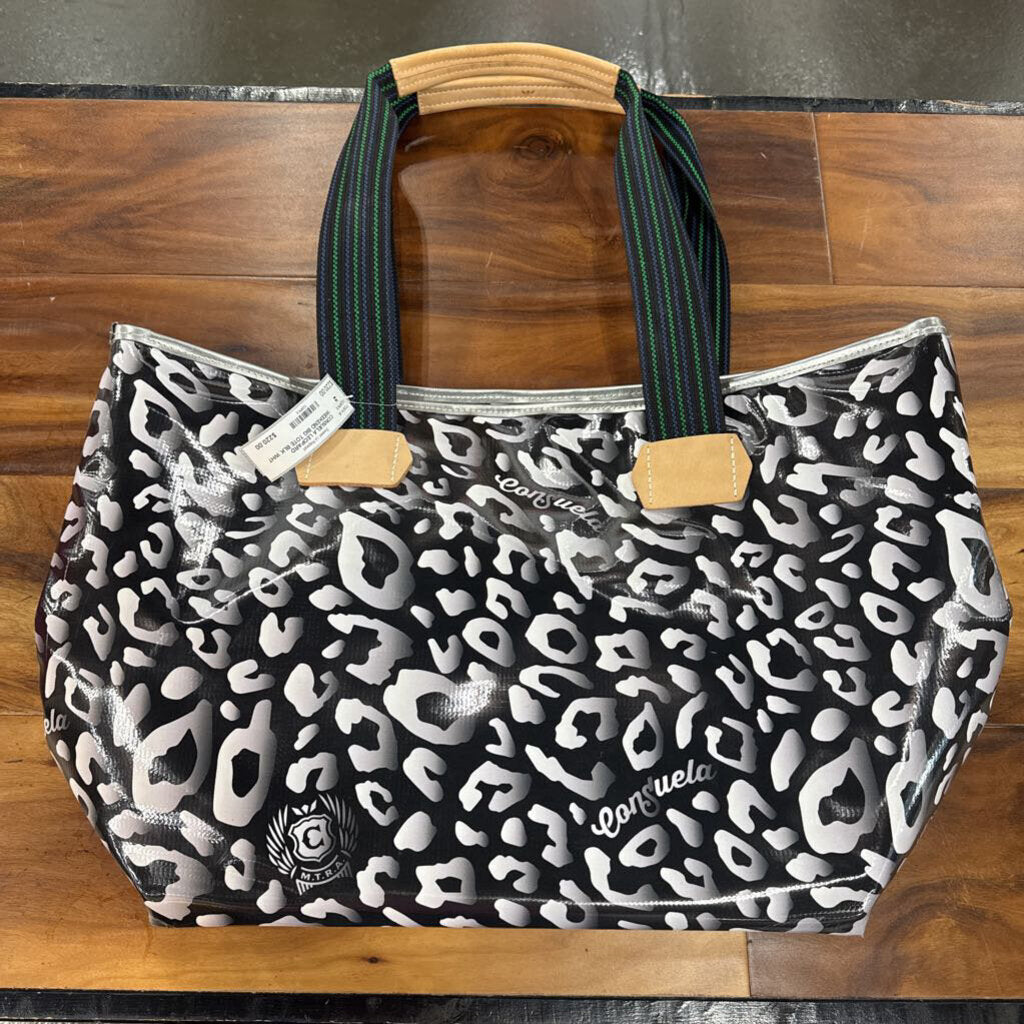 CONSUELA,CONSUELA LEOPARD WEEKEND BIG TOTE,BLK WHT