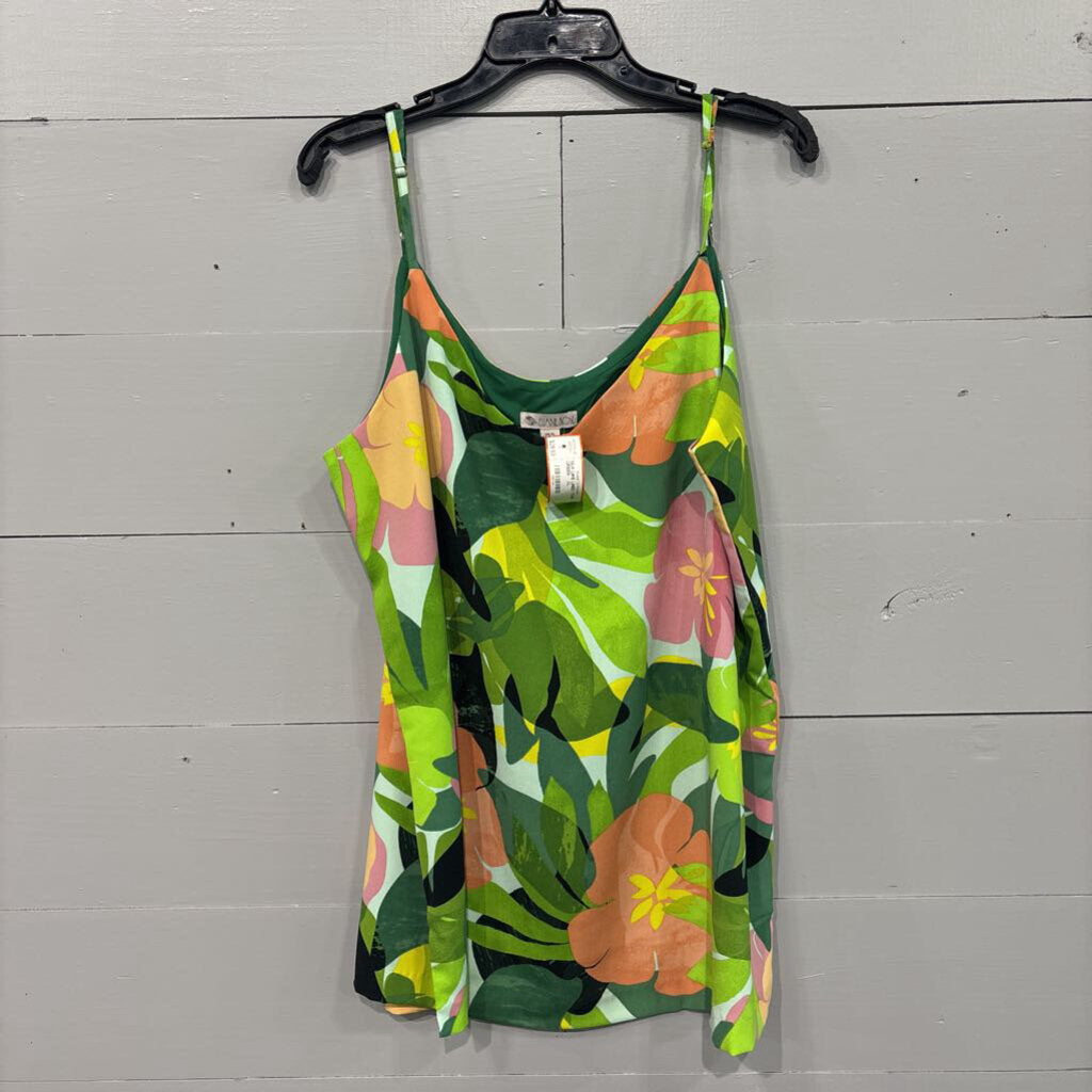 SILK LIKE LINED TANK ,GREEN ,XL