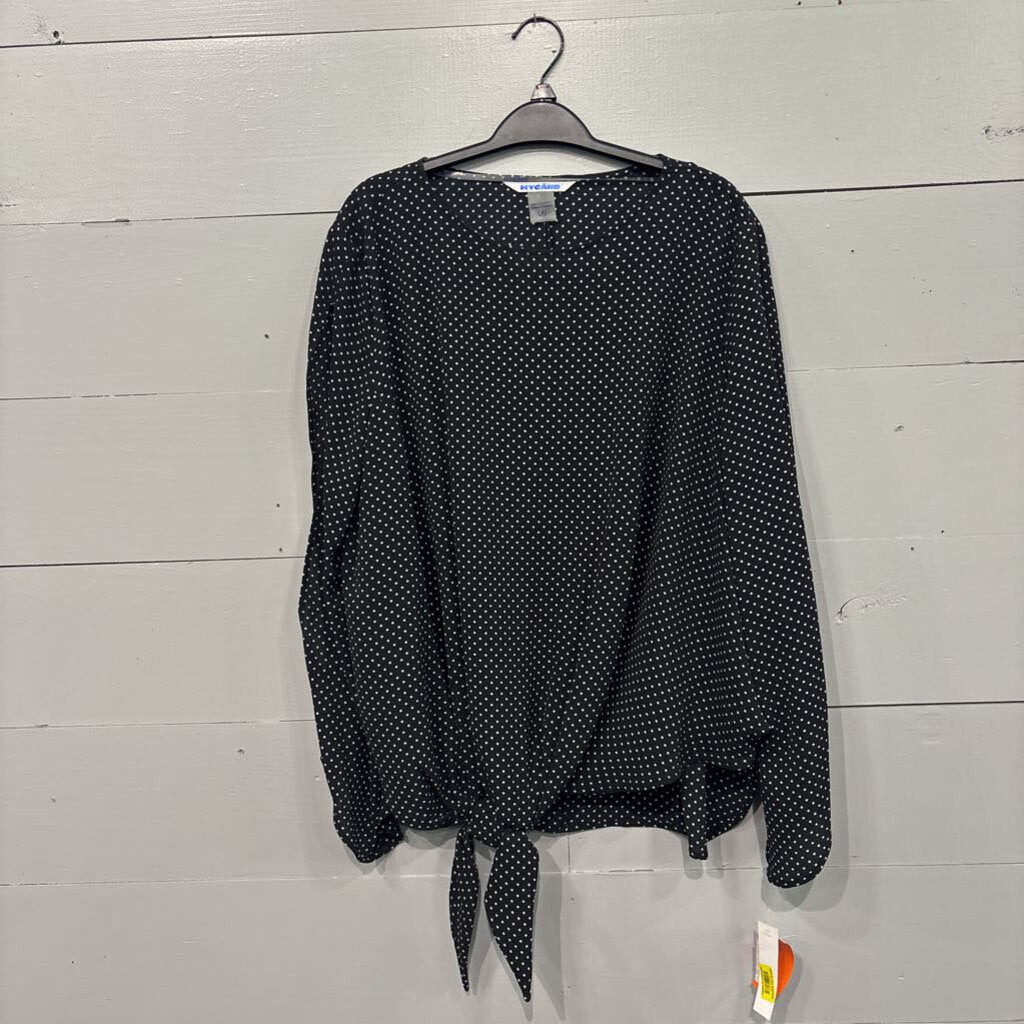 NWT POLKA DOT TOP,BLACK,LG