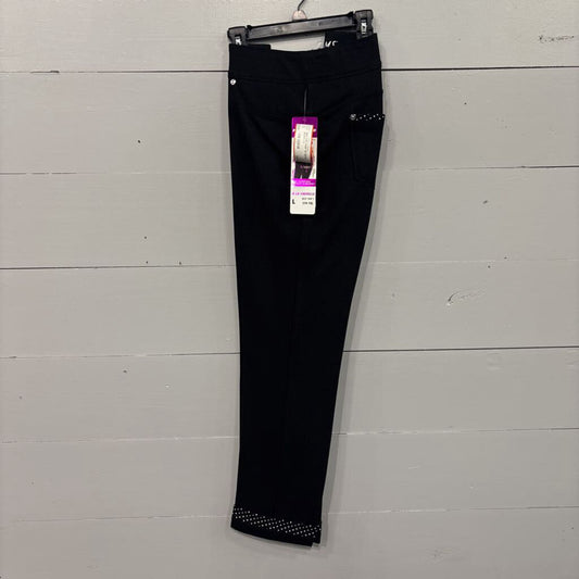 NYGARD,NWT KNIT PANT W/ DOTS,BLACK,LG