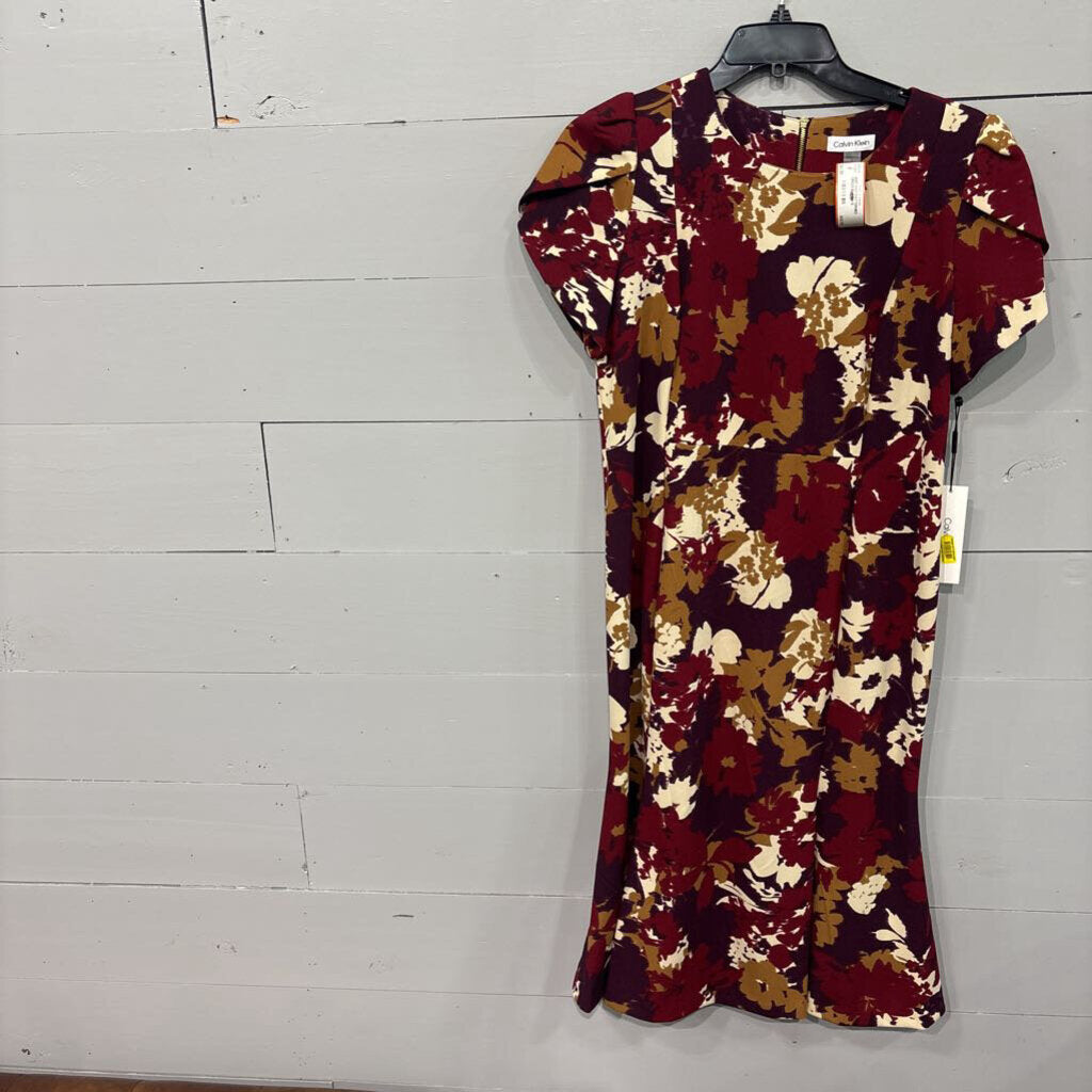 NWT KNIT PATTERNED DRESS,RUST,16