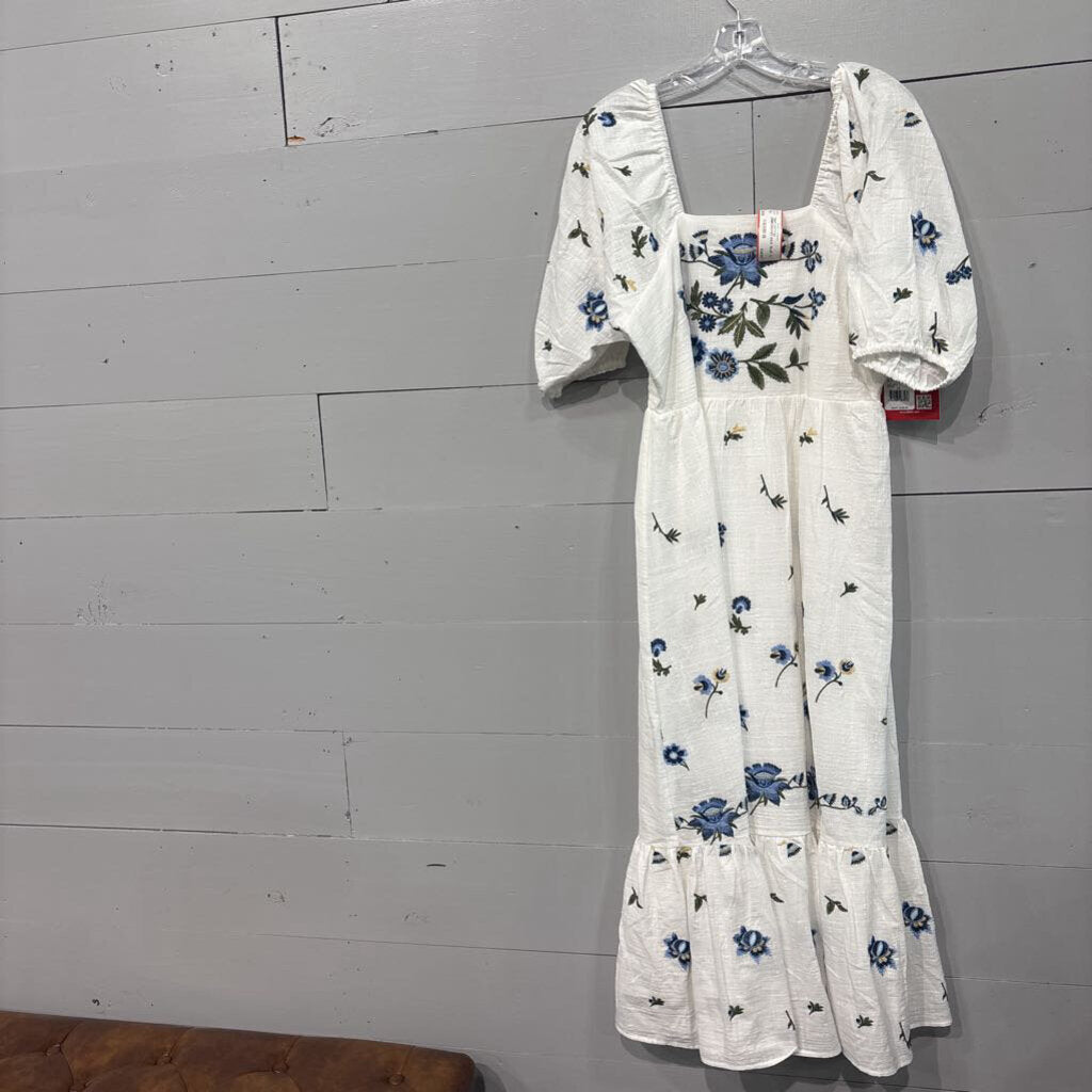 REBA,*NWT COTTON EMBROIDERED MAXI ,BLUE ,XL