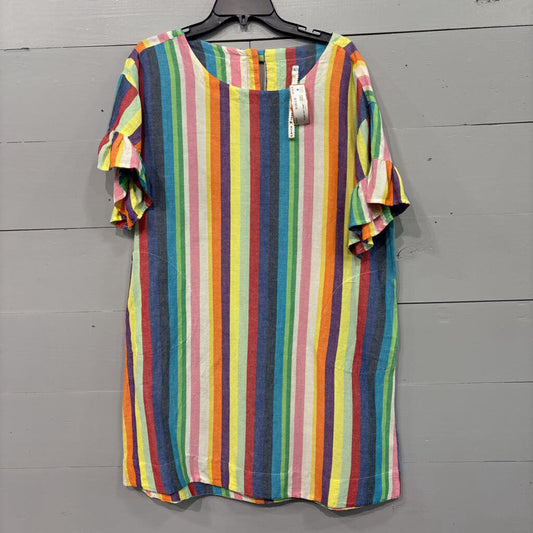 UNCLE FRANK,STRIPED LINRN LIKE DRESS,STRIPE ,L