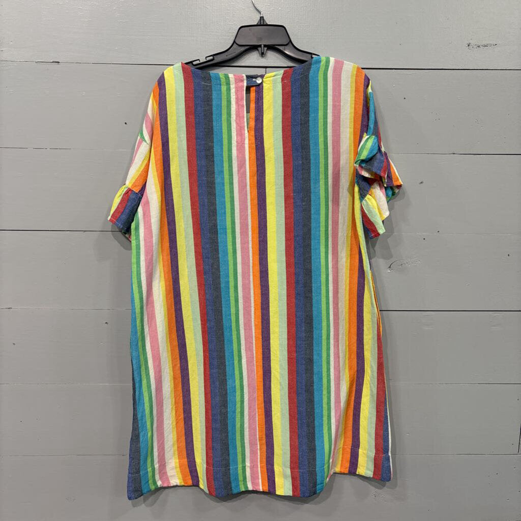 UNCLE FRANK,STRIPED LINRN LIKE DRESS,STRIPE ,L