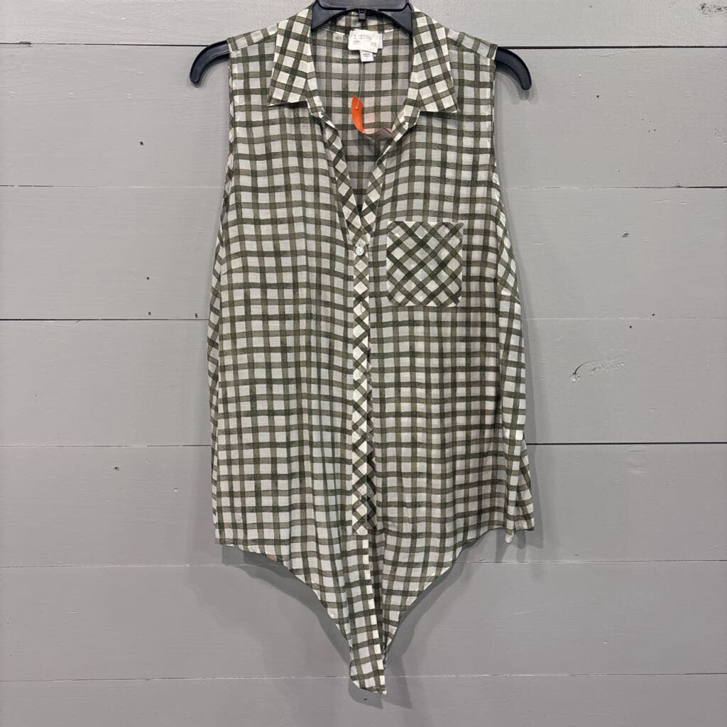 J.JILL,PATTERNED TANK TOP ,GRN WHT ,XL