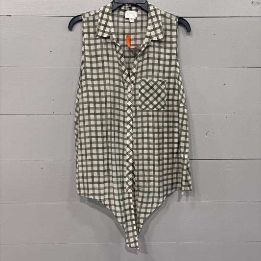 J.JILL,PATTERNED TANK TOP ,GRN WHT ,XL