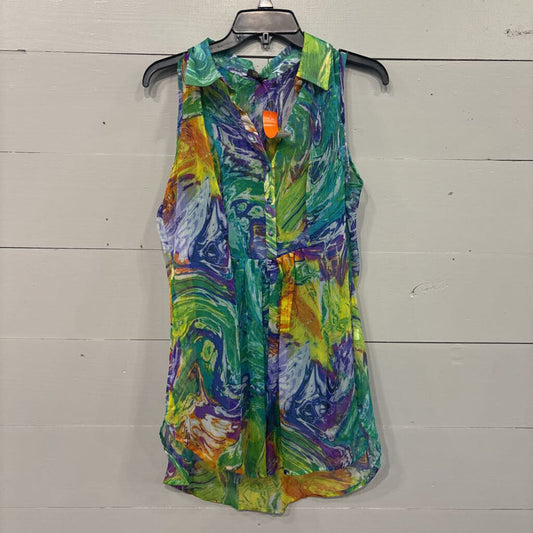 Cupio,SHEER RUFFLE TANK TOP ,MULTI,L