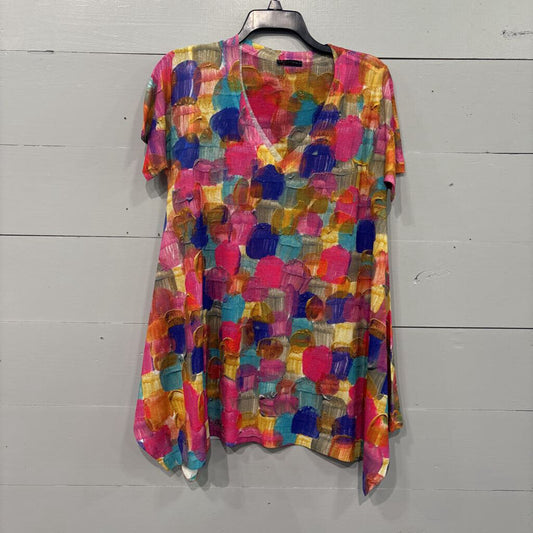 NALLY & MILLIE,PATTERNED TOP ,MULTI,XL
