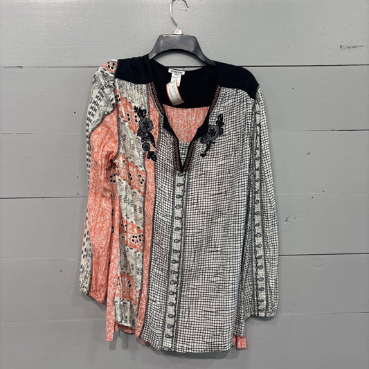 KRISTA LEE,PATTERNED TOP ,PINK MULTI ,XL
