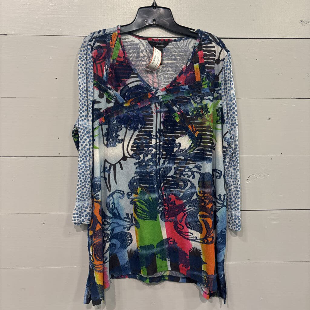 MULTIPLES,PATTERNED SHEER TOP ,MULTI,XL