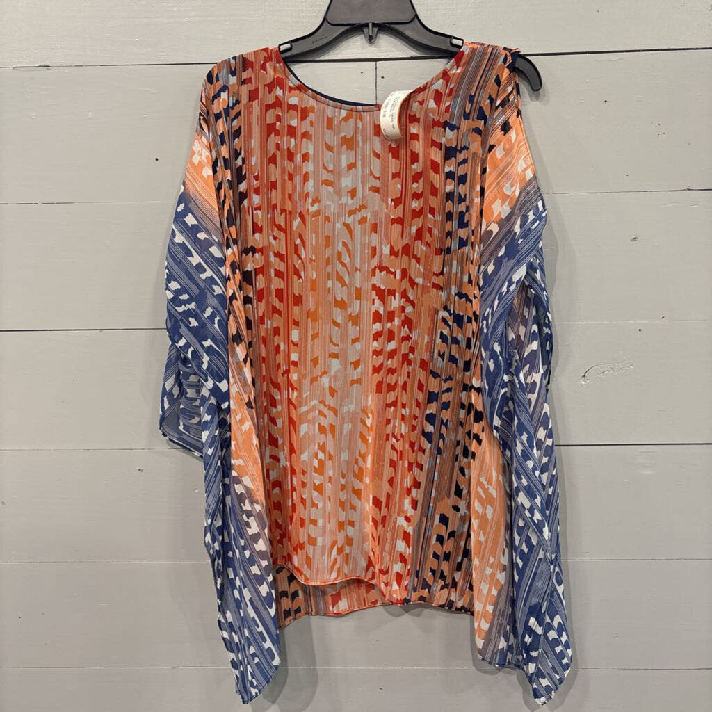 MULTIPLES,PATTERNED SHEER TOP ,MULTI,XL
