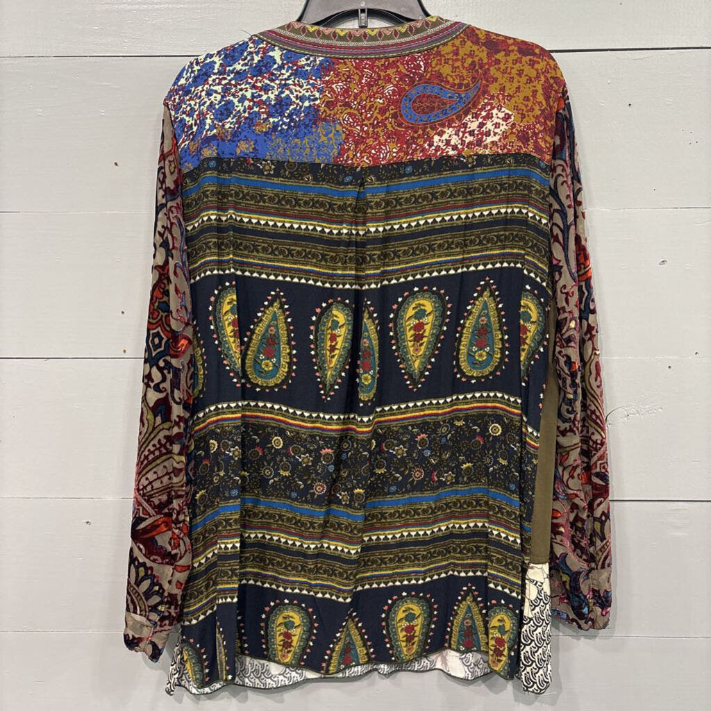 JOHN MARK,FLORAL TOP ,GRN MULTI,xl