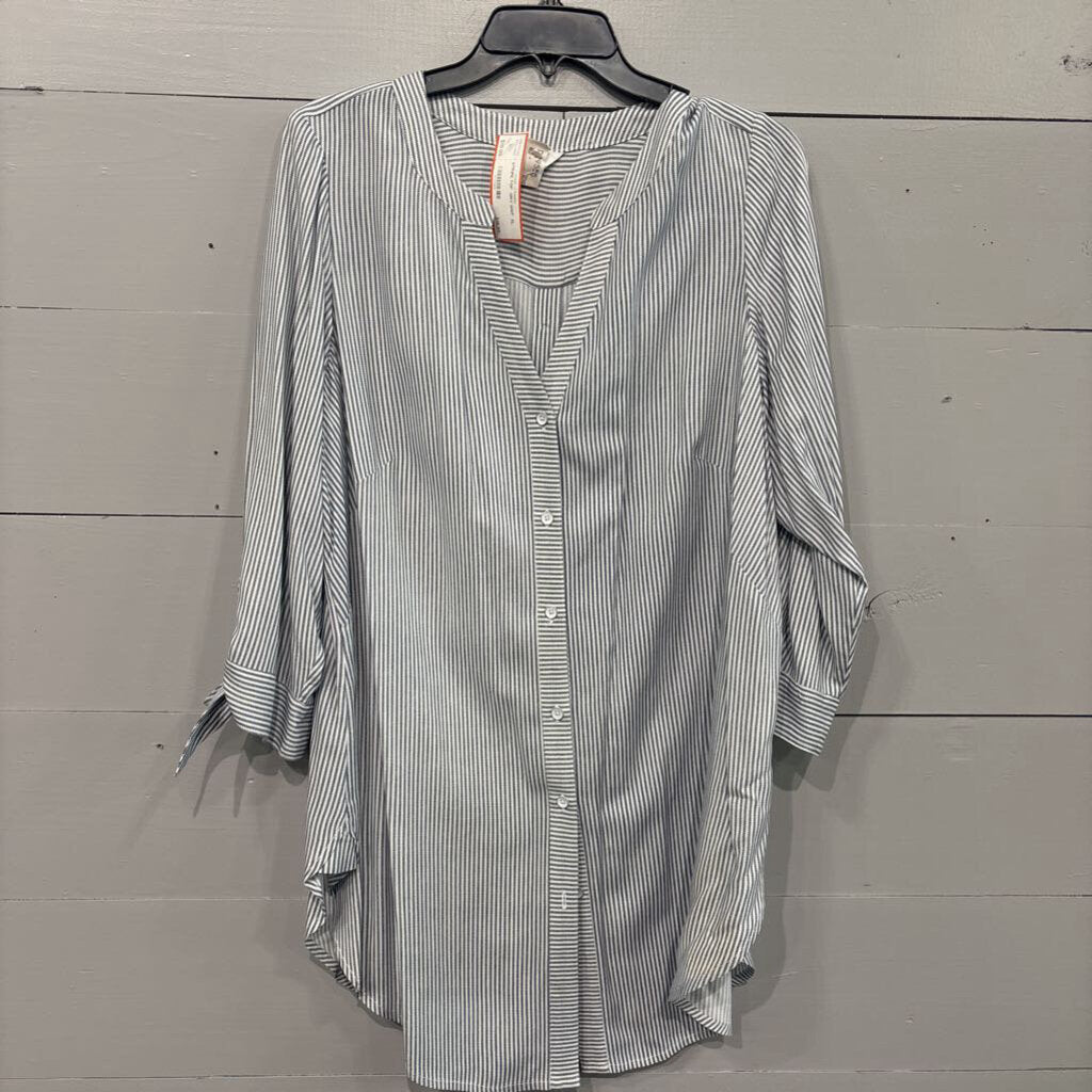 INTRO,STRIPE TOP ,GRY WHT ,XL