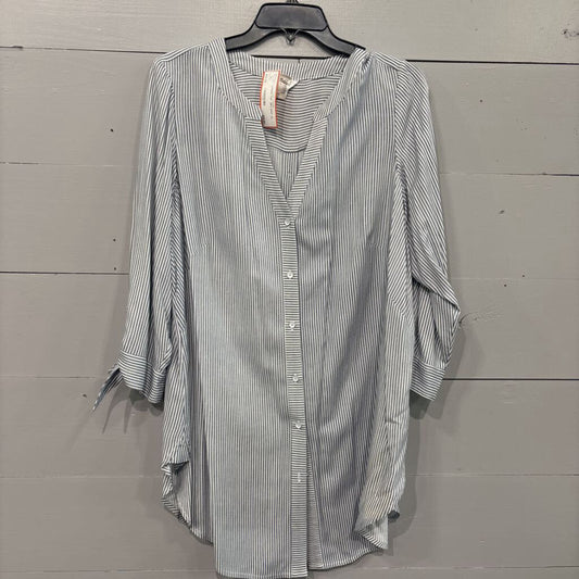 INTRO,STRIPE TOP ,GRY WHT ,XL