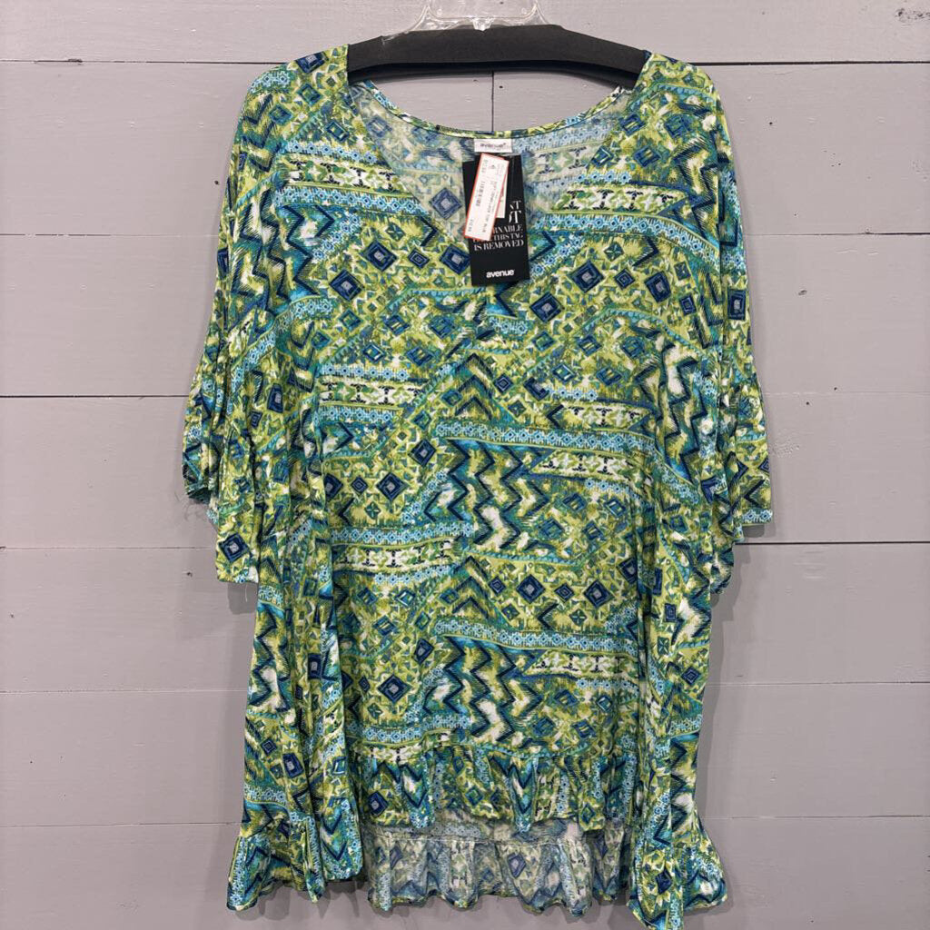 UNIQUE SPECTRUM,SOFT DENIM LACE TOP ,BLUE ,3X
