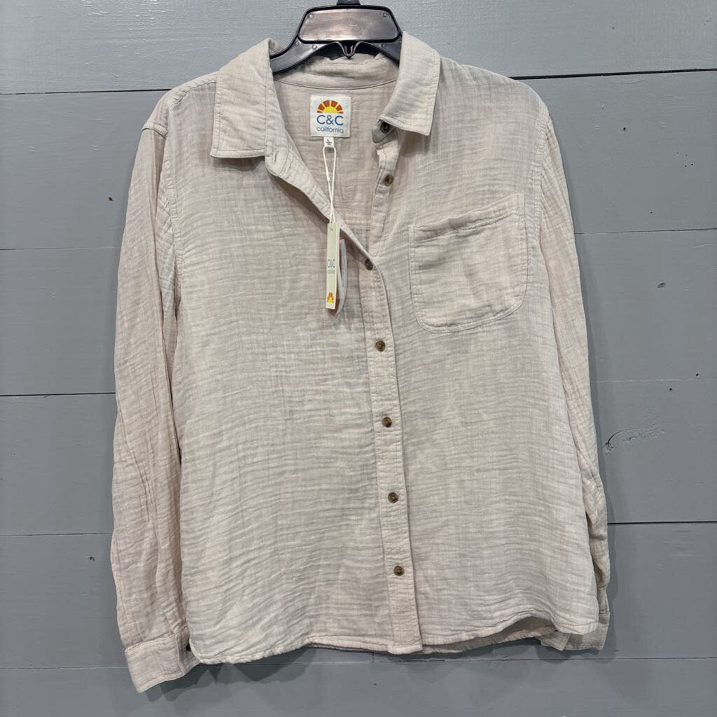 C & C,NWT WAFFLE TOP ,IVORY ,L
