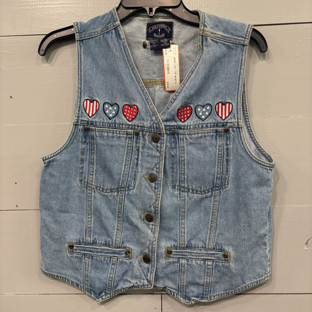 SOLUTION,DENIM VEST TOP ,BLUE ,M