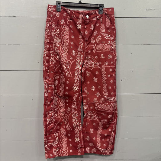 NWT PAISLEY BARREL JEANS ,RED WHT ,XXL