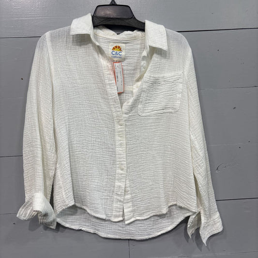 C & C,WAFFLE TOP ,WHT ,M