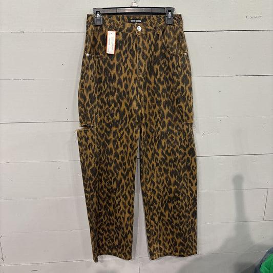LEOPARD BARREL PANT ,BRN BLK ,26