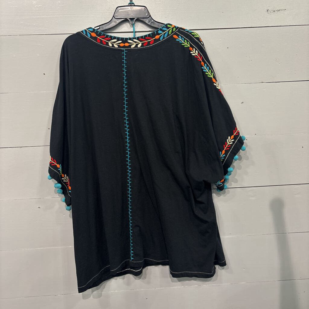 DOUBLE D RANCH,DDR FLORAL TOP ,BLK MULTI ,2X