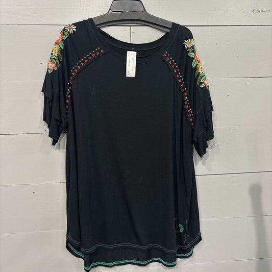 DOUBLE D RANCH,DDR FLORAL TOP ,BLK MULTI ,XL