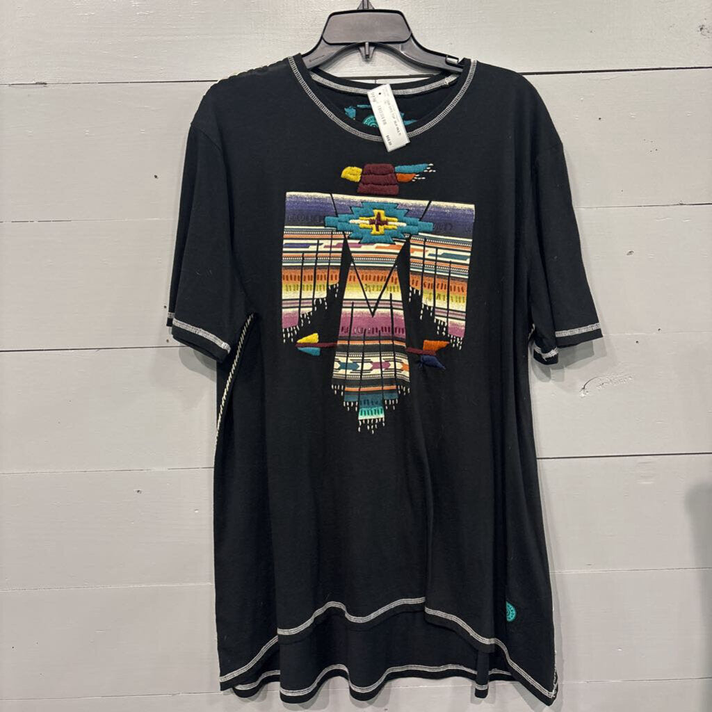 DOUBLE D RANCH,DDR BIRD TOP ,BLK MULTI ,1X