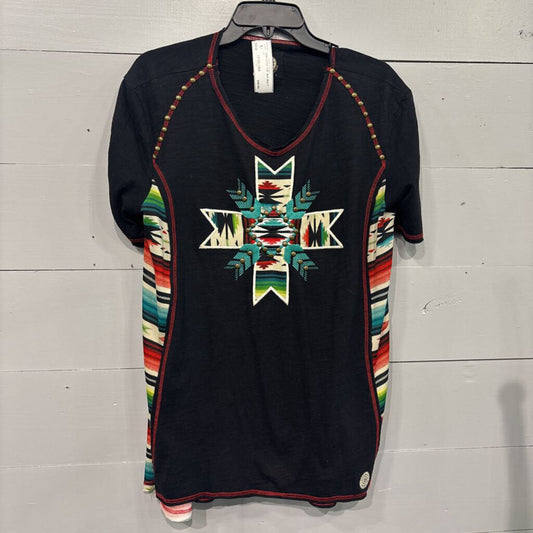 DOUBLE D RANCH,DDR AZTEC TOP ,BLK MULTI ,L