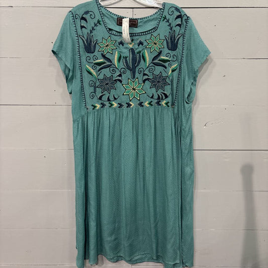 DOUBLE D RANCH,DDR CACTUS DRESS ,TEAL