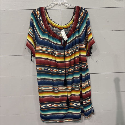 DOUBLE D RANCH,DDR STRIPE DRESS ,MULTI,1X