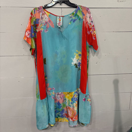 JOHNNY WAS,JW SHEER FLORAL DRESS ,MULTI ,M