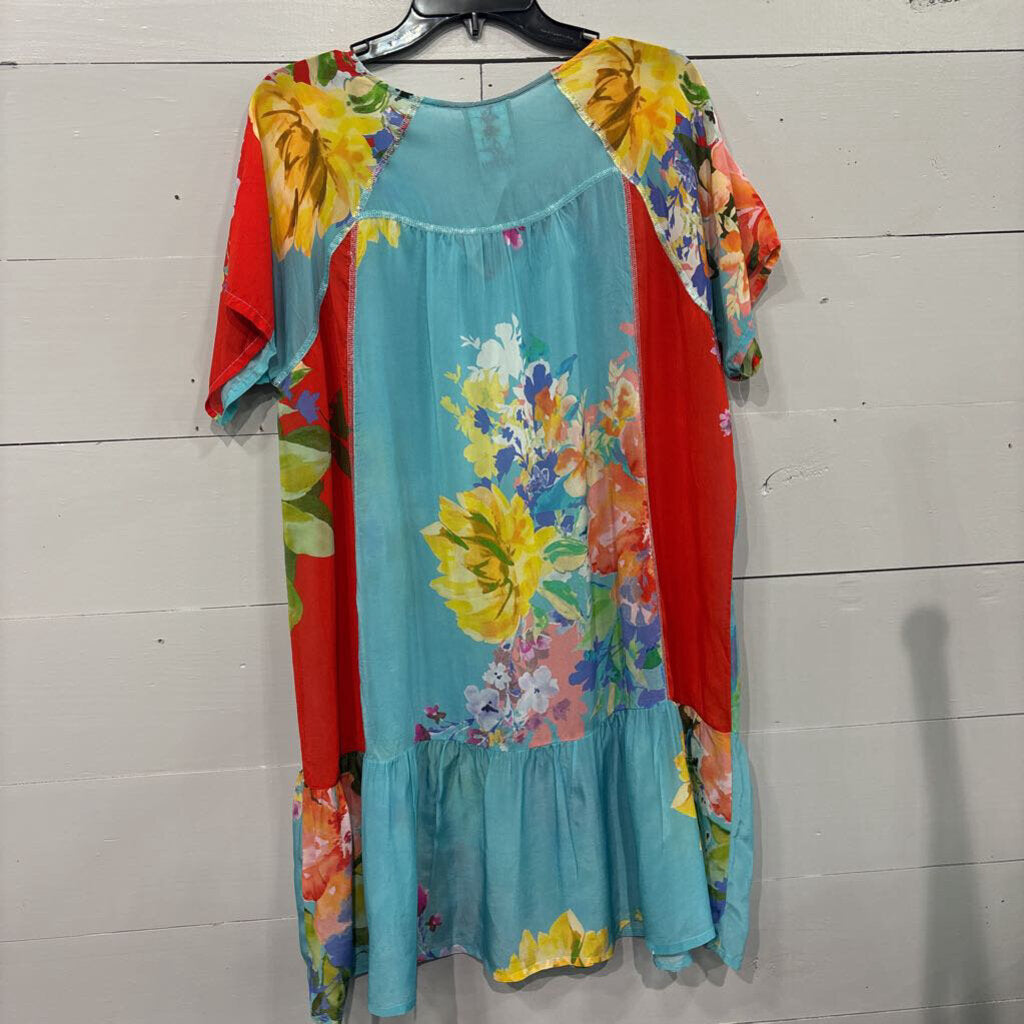 JOHNNY WAS,JW SHEER FLORAL DRESS ,MULTI ,M