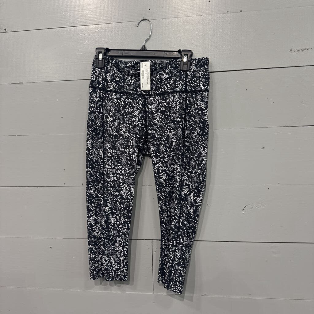 LULULEMON,LULU ACTIVE CROP ,BLK WHT ,10