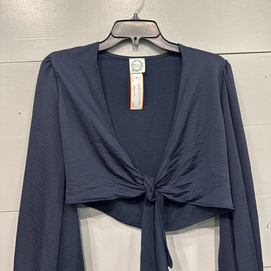 BLUE RAIN,CROSSOVER TIE CROPPED TOP,NAVY,XS