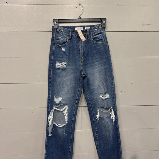 KANCAN,*DENIM 90S STRAIGHT RIPPED,DENIM,25