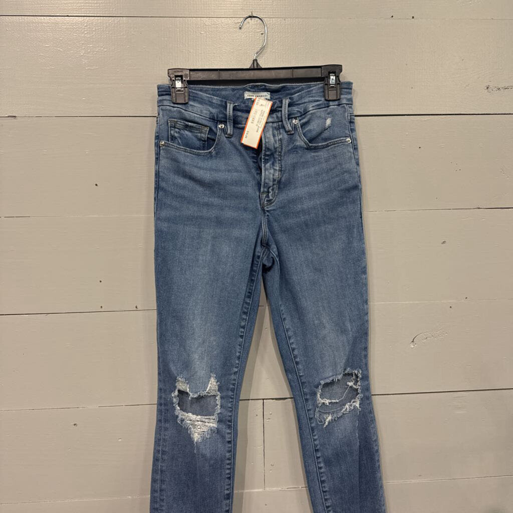 GOOD AMERICAN,*DENIM SKINNY JEANS RIPPED,DENIM,28