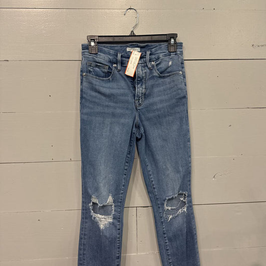 GOOD AMERICAN,*DENIM SKINNY JEANS RIPPED,DENIM,28