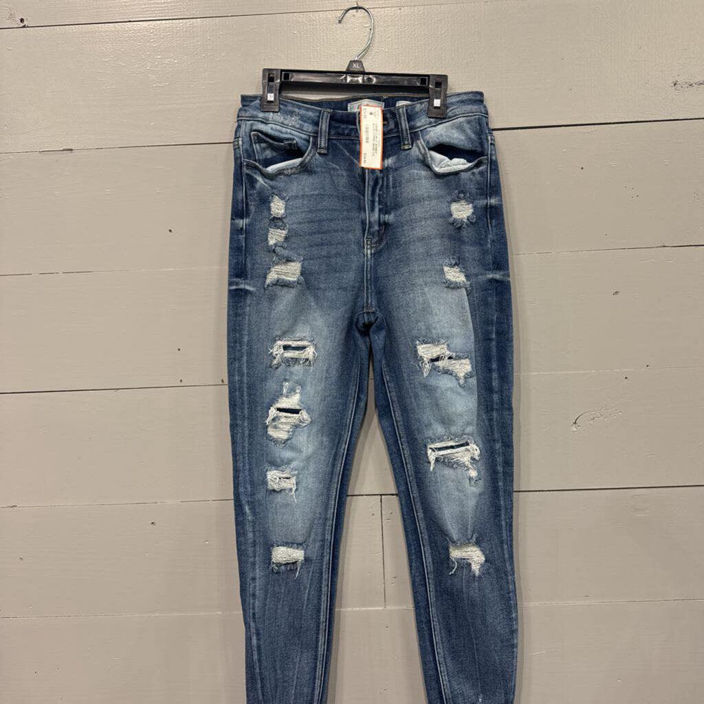 KANCAN,*DENIM CURVY SKINNY JEANS RIPPED,DENIM,27L