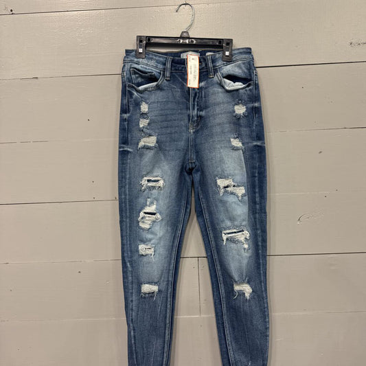 KANCAN,*DENIM CURVY SKINNY JEANS RIPPED,DENIM,27L