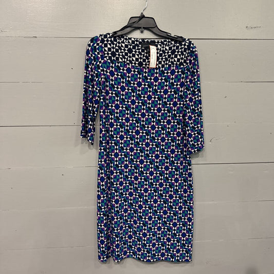 DONNA MORGAN,FPATTERNED DRESS ,BLUE TEAL ,8