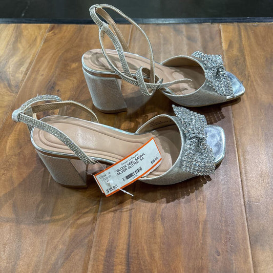 GENERATION,*BLOCK HEEL SANDAL,SILVER GLITTER ,6.5