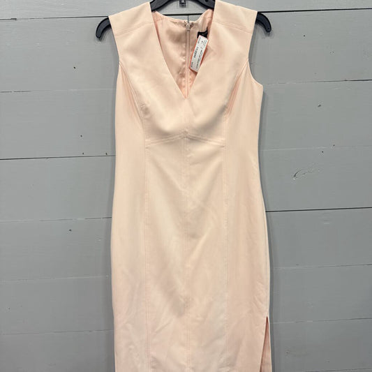 WHITE HOUSE BLACK MARKET,V- NECK KNIT DRESS,PEACH ,4