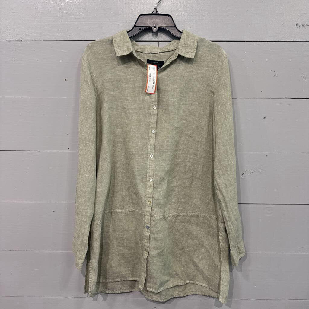 TAHARI,*BASIC LINEN TUNIC,GRN ,L