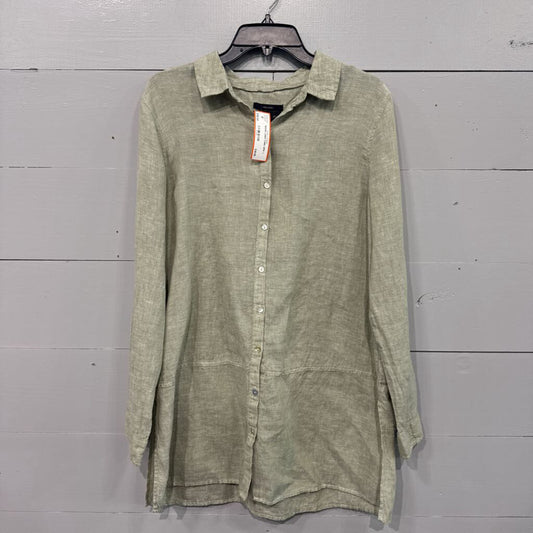 TAHARI,*BASIC LINEN TUNIC,GRN ,L