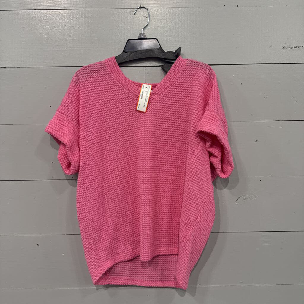ANDREE',BASIC TEXTURED TOP,PINK ,S