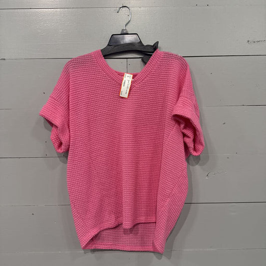 ANDREE',BASIC TEXTURED TOP,PINK ,S