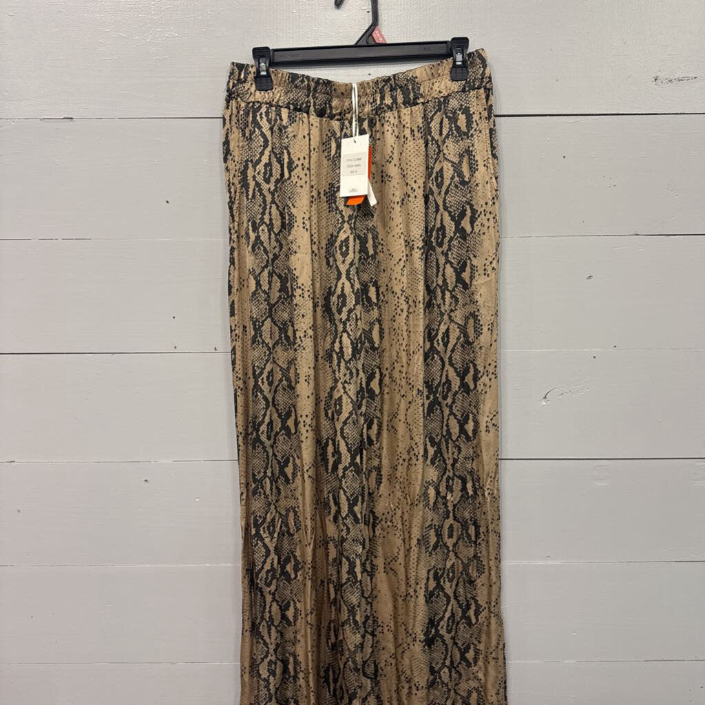 MILIO-MILANO,FLOWY SNAKE PRINT PANT,BROWN,M