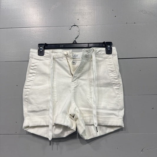 JUDY BLUE,DENIM BELTED SHORTS ,WHT,M